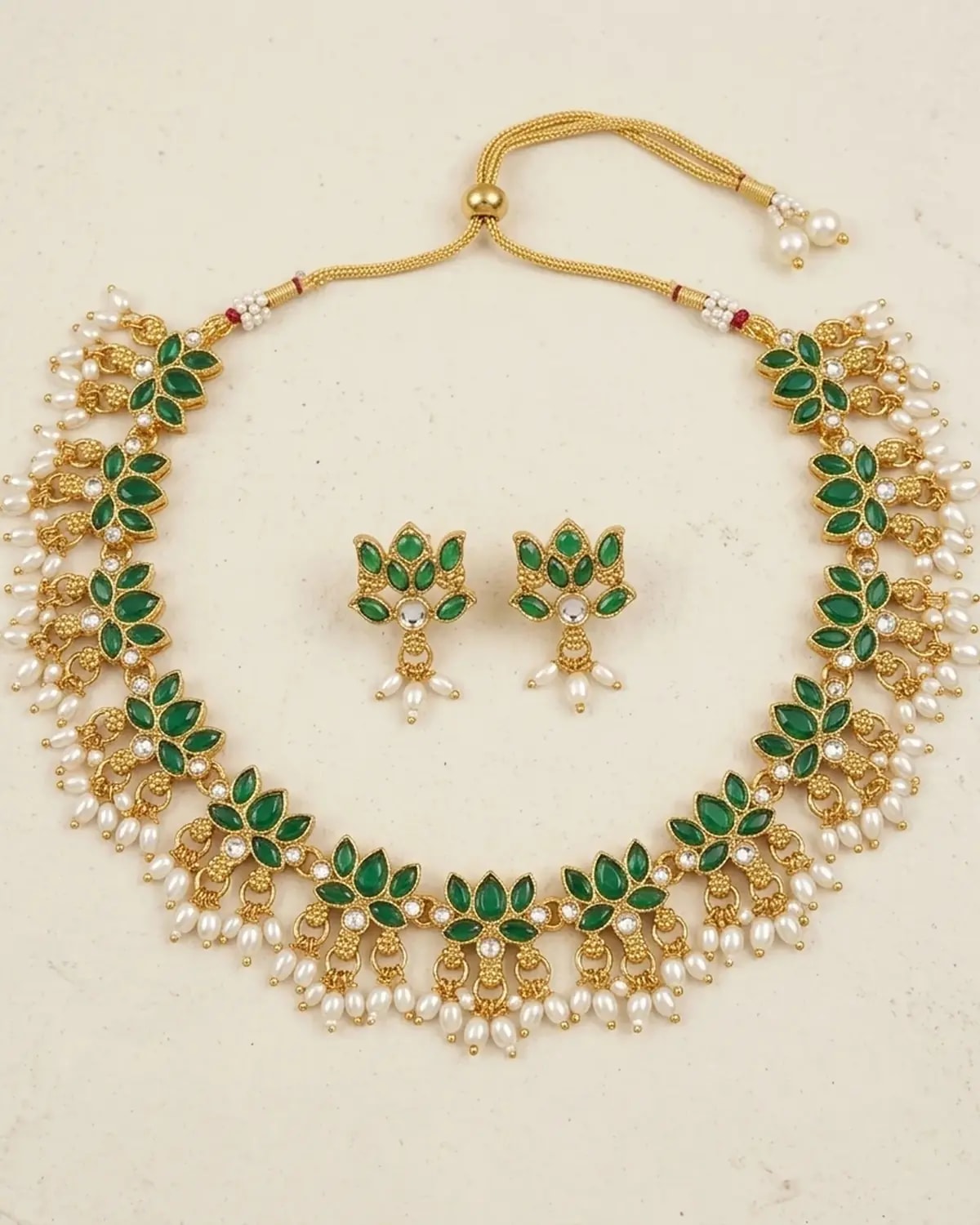 Lotus Pearl Necklace Set
