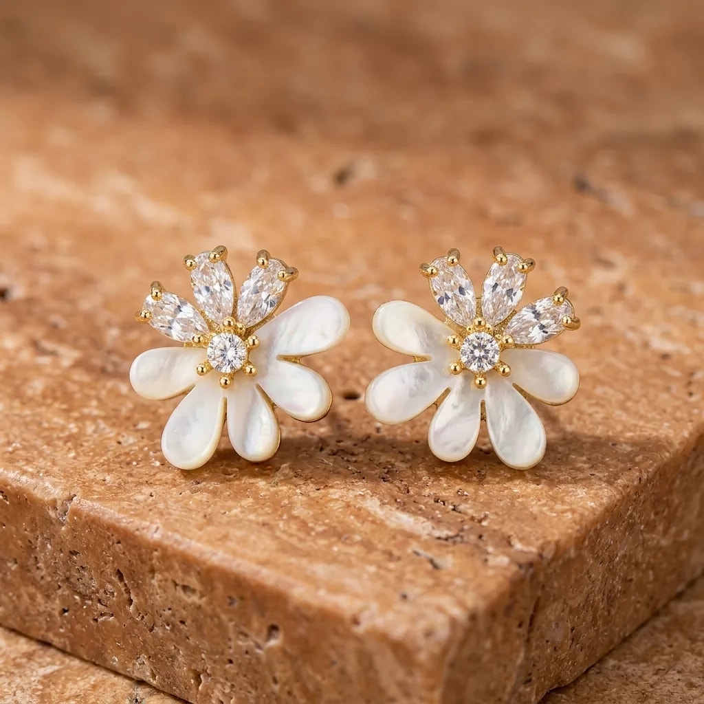 Ivory Gleam Blossom Studs