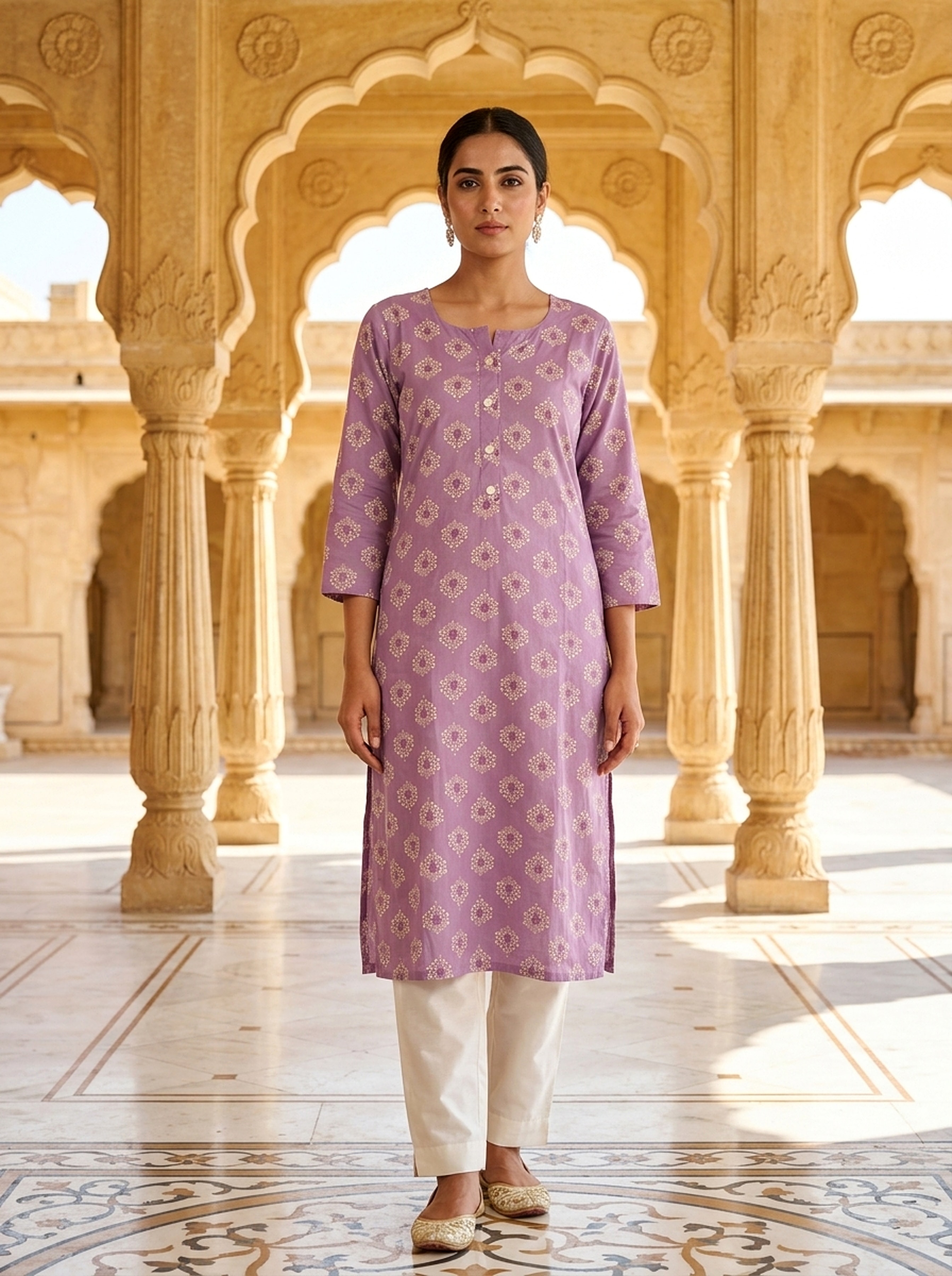 Lavender Paisley Grace Rayon Kurta