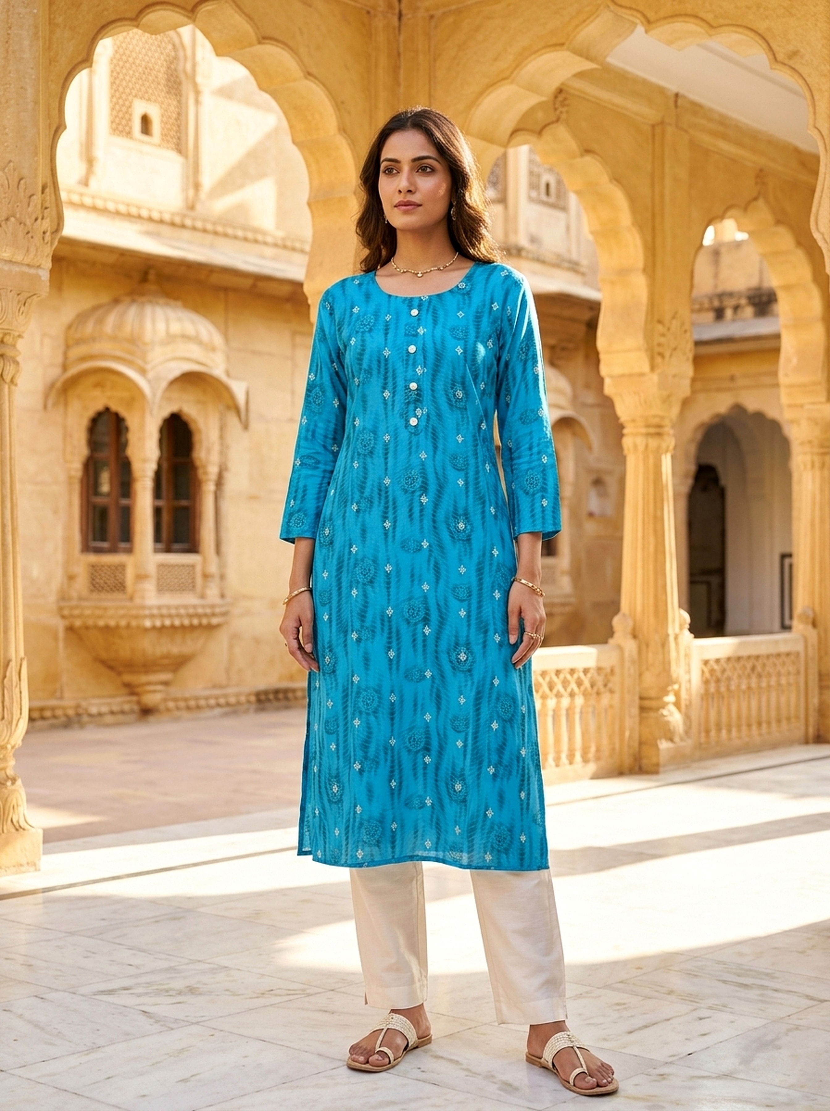 Neel Buti Printed Rayon Kurta