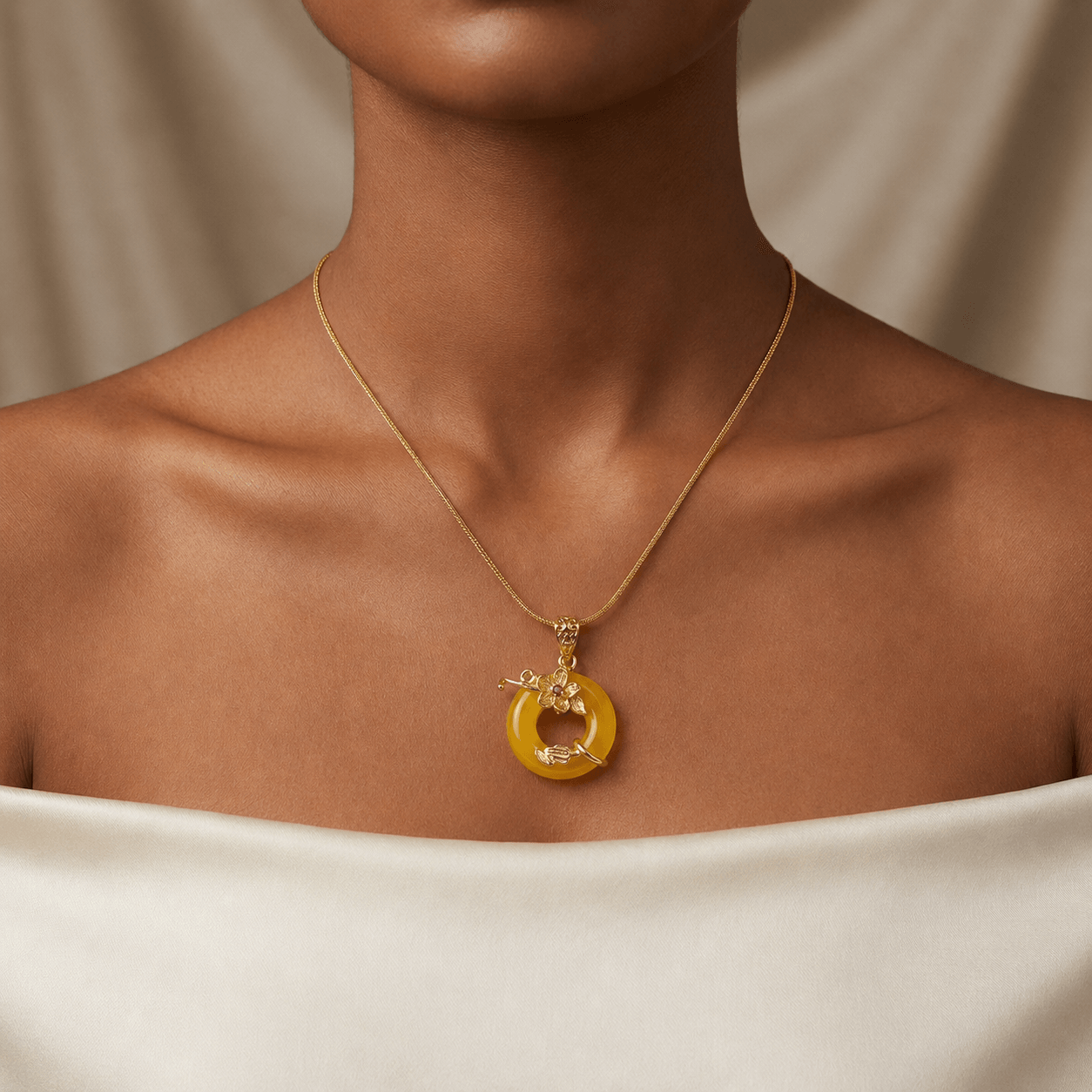 Golden Swan Charm Necklace