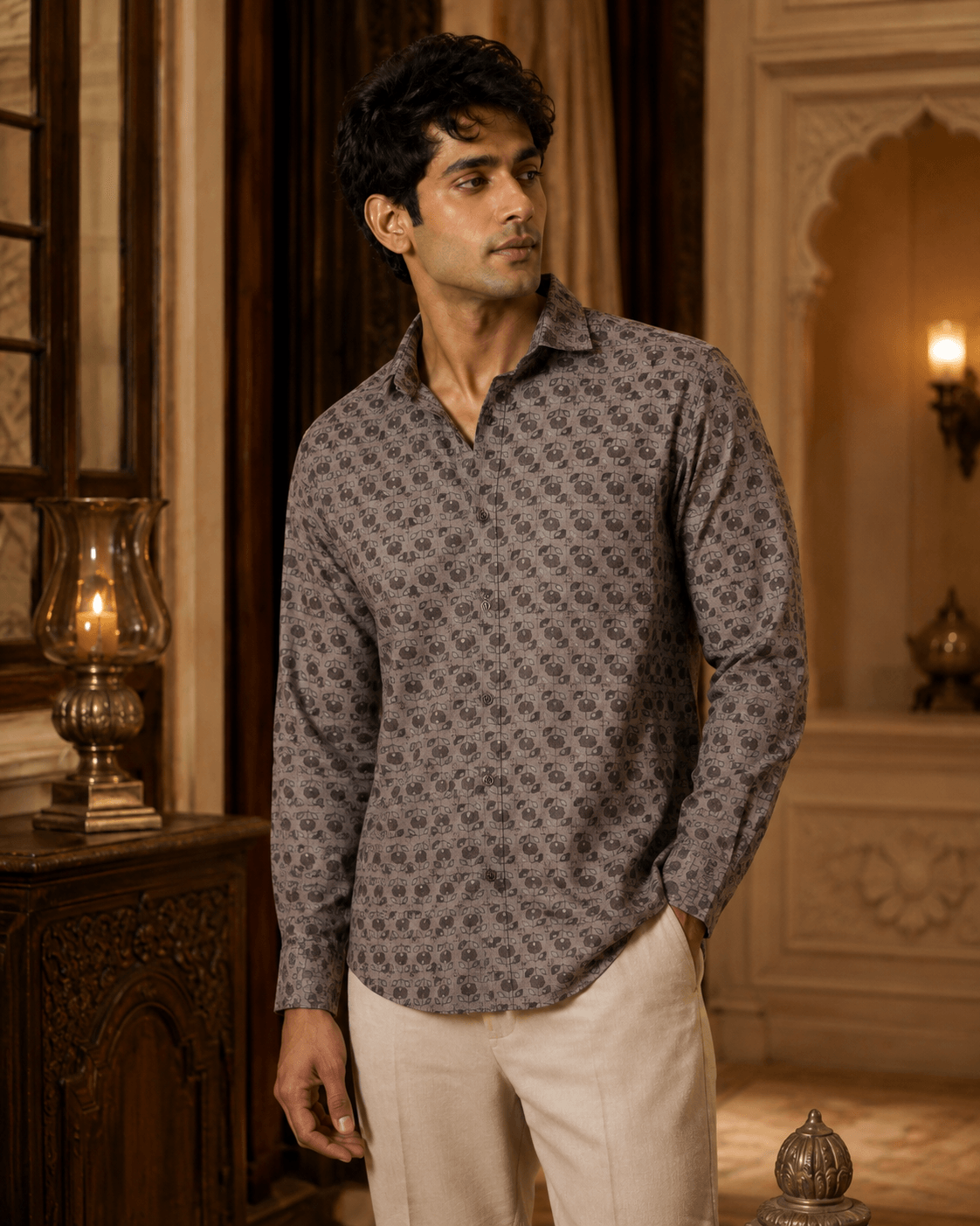 Floral Printed Cotton Men's Shirt