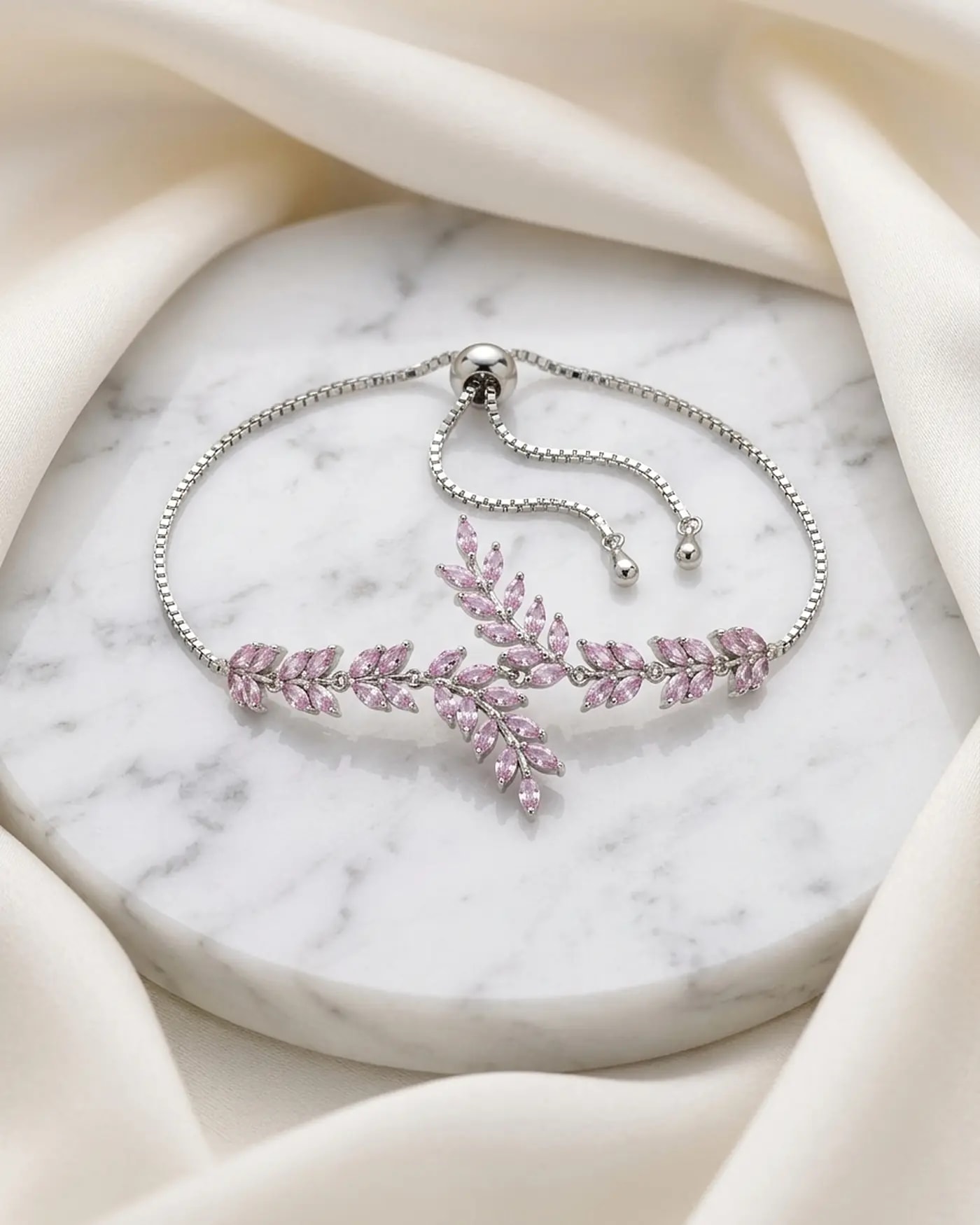 Blush Leaf Crystal Bracelet
