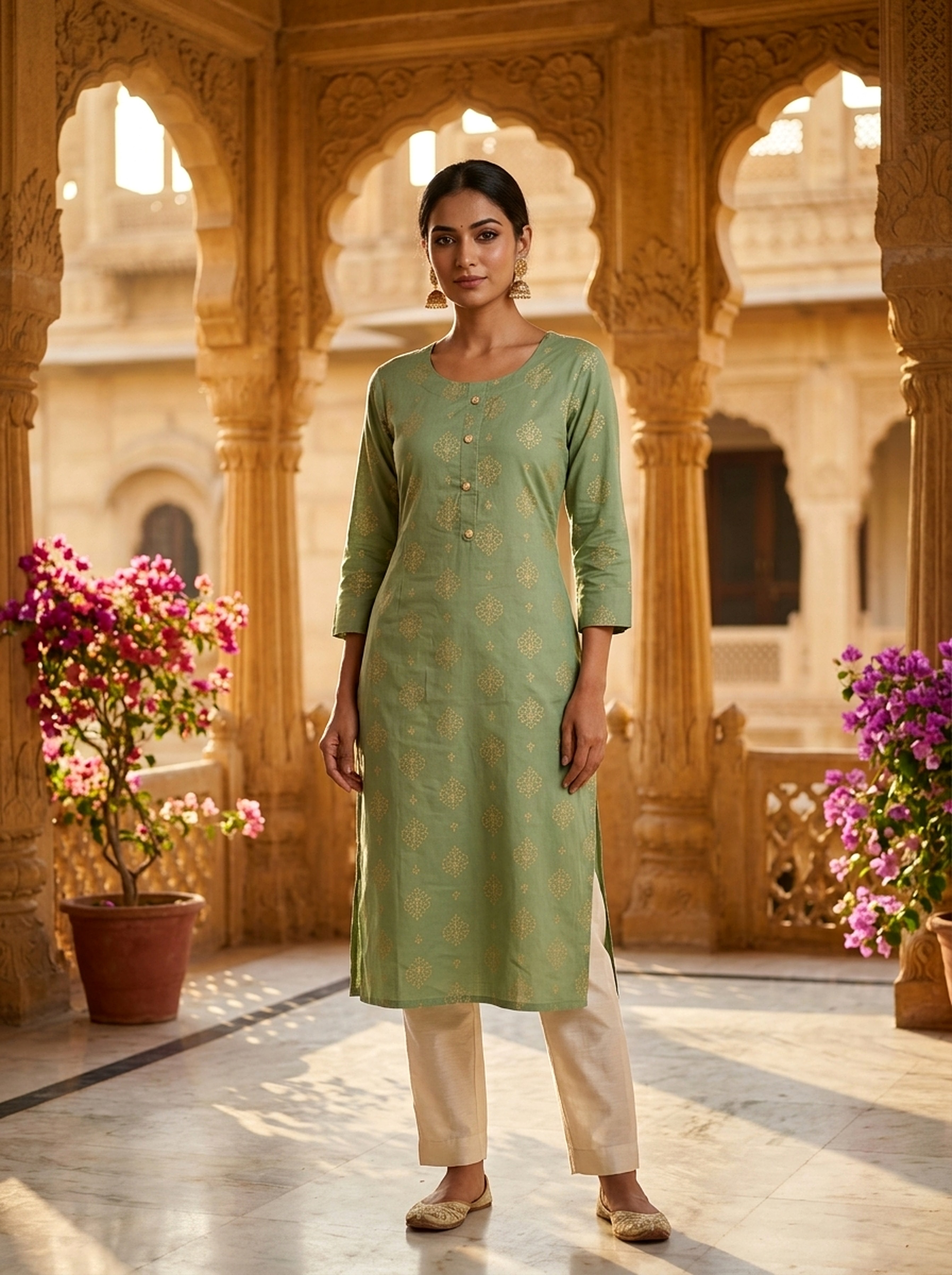Sage Elegance Printed Rayon Kurta